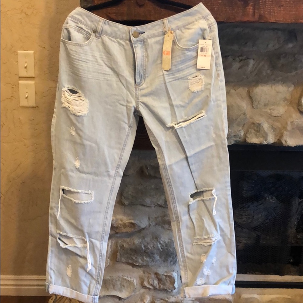 GB designer distressed crop jean